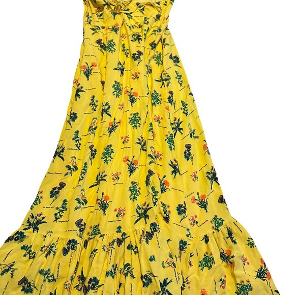 ModCloth Inclined to Impress Bold Yellow Floral Print Dress Cottagecore Sz Large - Picture 6 of 12